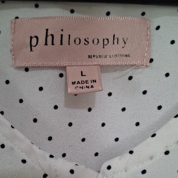 Philosophy Wome's  White Dotted Blouse Size L - Picture 2 of 8